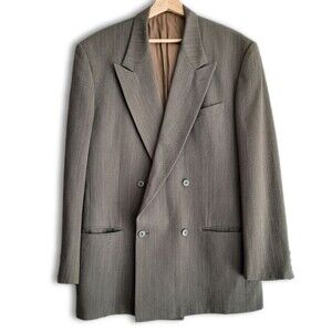 GIORGIO ARMANI Italy 100% Wool Blazer Jacket Taupe Grey Men's Sz 42 L Flawed